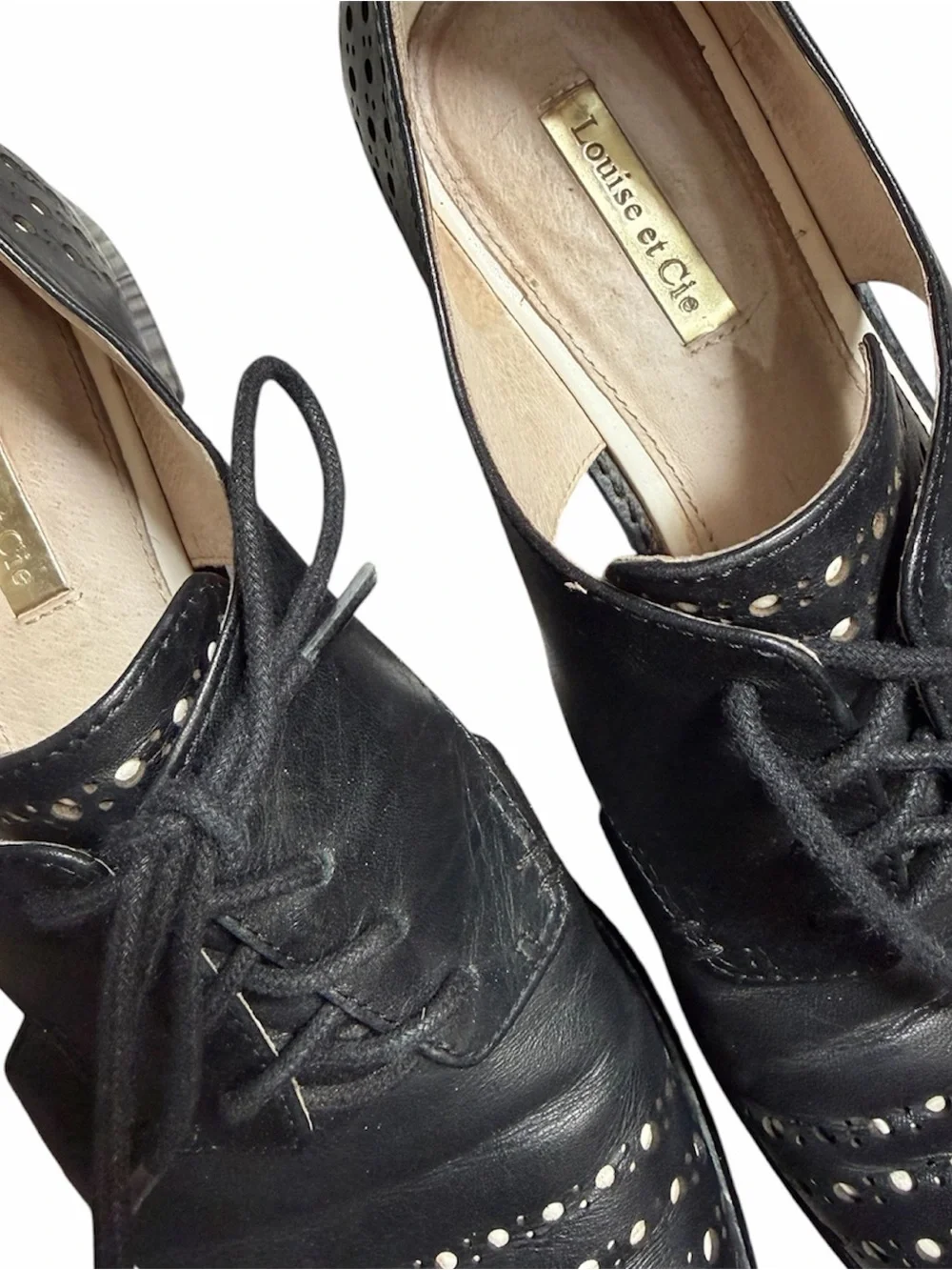 Louise et Cie Black Perforated Leather Lace-Up Oxfords sz 8
